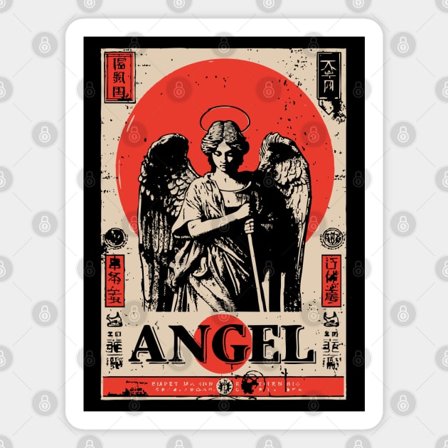 Guardian Angel Poster - Vintage Spiritual Protection Artwork Magnet by TuncGK